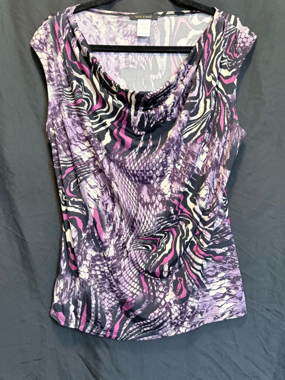 Jennie & Marlis Cowl Neck Printed Camisole in Purple Multi